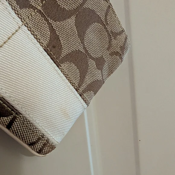 Coach Brown and Cream Signature Wristlet - Picture 2 of 4